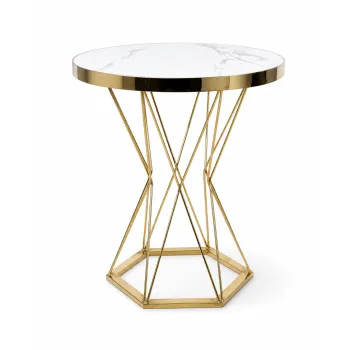 Stół okrągły MARMUREK JUST HOME skandynawski 60cm , ZŁOTE NOGI glamour