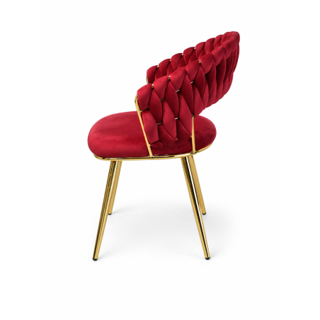Krzesło Glamour złote PRZEPLATANE stylowe welur WELVET królewska czerwień