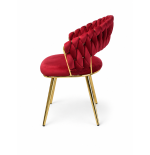 Krzesło Glamour złote PRZEPLATANE stylowe welur WELVET królewska czerwień