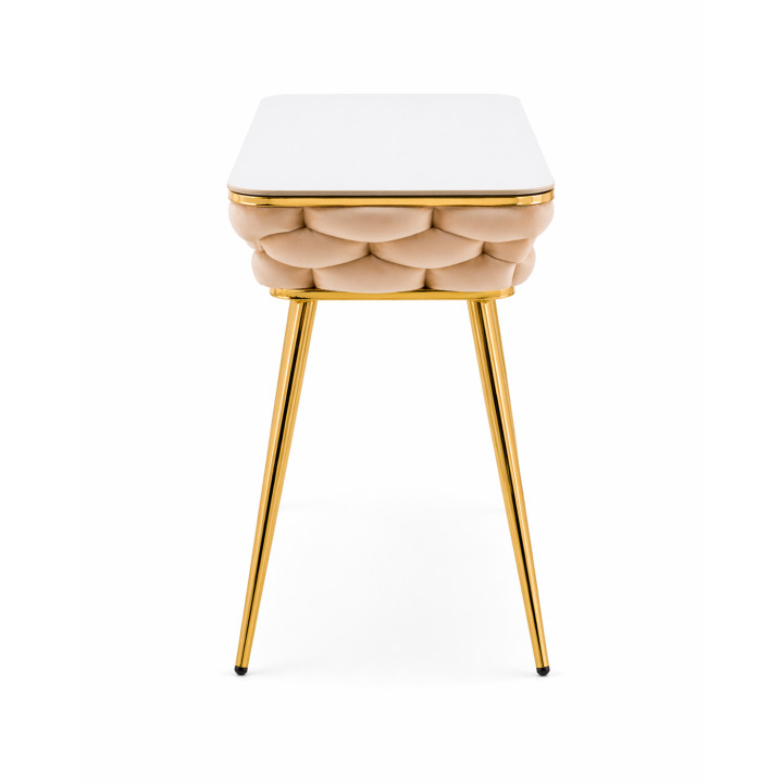 Stół prostokątny JUST HOME GLAMOUR 108cm x50cm MARMUR, ZŁOTE NOGI Beżowy