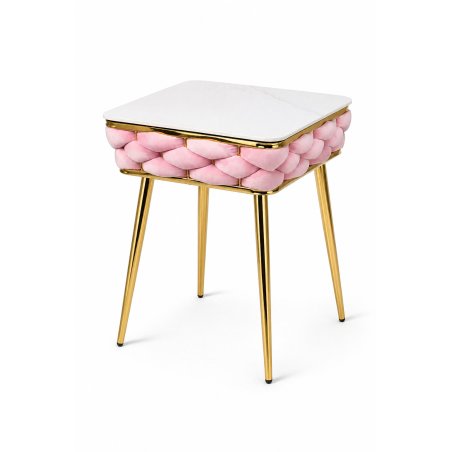 Stół Imperia Kwadrat JUST HOME GLAMOUR 108cm x50cm MARMUR, ZŁOTE NOGI RÓŻ