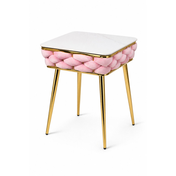 Stół Imperia Kwadrat JUST HOME GLAMOUR 108cm x50cm MARMUR, ZŁOTE NOGI RÓŻ