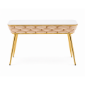 Stół prostokątny JUST HOME GLAMOUR 108cm x50cm MARMUR, ZŁOTE NOGI Beżowy