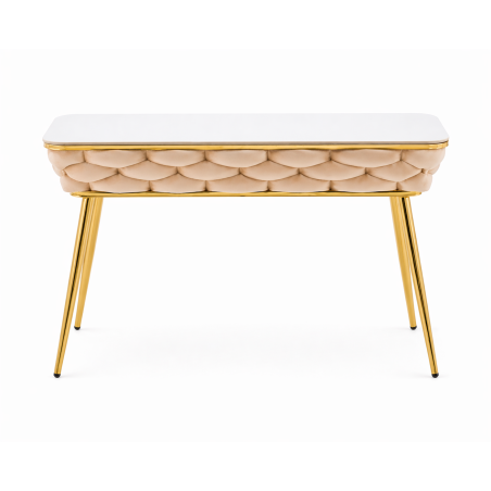 Stół prostokątny JUST HOME GLAMOUR 108cm x50cm MARMUR, ZŁOTE NOGI Beżowy