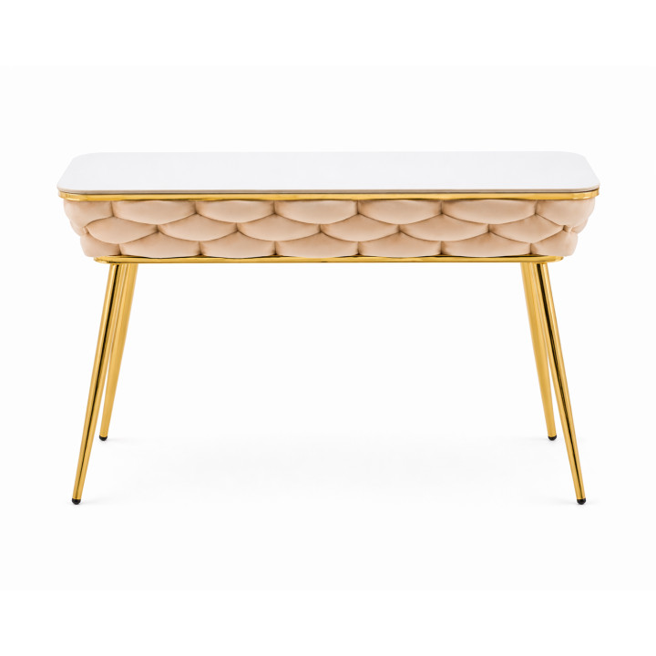 Stół prostokątny JUST HOME GLAMOUR 108cm x50cm MARMUR, ZŁOTE NOGI Beżowy