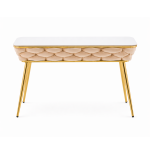 Stół prostokątny JUST HOME GLAMOUR 108cm x50cm MARMUR, ZŁOTE NOGI Beżowy