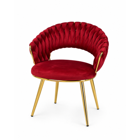 Krzesło Glamour złote PRZEPLATANE stylowe welur WELVET królewska czerwień