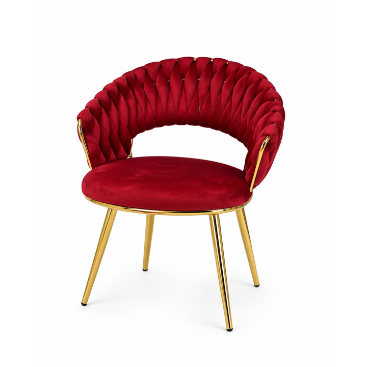 Krzesło Glamour złote PRZEPLATANE stylowe welur WELVET królewska czerwień