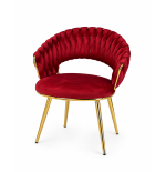 Krzesło Glamour złote PRZEPLATANE stylowe welur WELVET królewska czerwień