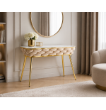 Stół prostokątny JUST HOME GLAMOUR 108cm x50cm MARMUR, ZŁOTE NOGI Beżowy