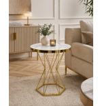 Stół okrągły MARMUREK JUST HOME skandynawski 60cm , ZŁOTE NOGI glamour
