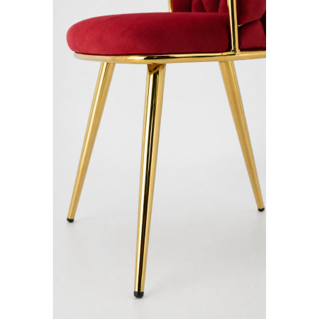 Krzesło Glamour złote PRZEPLATANE stylowe welur WELVET królewska czerwień