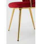 Krzesło Glamour złote PRZEPLATANE stylowe welur WELVET królewska czerwień