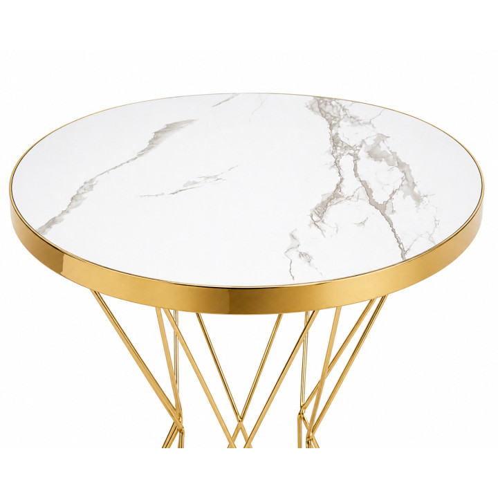 Stół okrągły MARMUREK JUST HOME skandynawski 60cm , ZŁOTE NOGI glamour