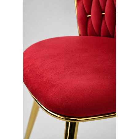 Krzesło Glamour złote PRZEPLATANE stylowe welur WELVET królewska czerwień