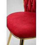 Krzesło Glamour złote PRZEPLATANE stylowe welur WELVET królewska czerwień