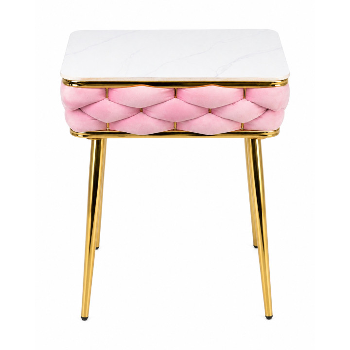 Stół Imperia Kwadrat JUST HOME GLAMOUR 108cm x50cm MARMUR, ZŁOTE NOGI RÓŻ