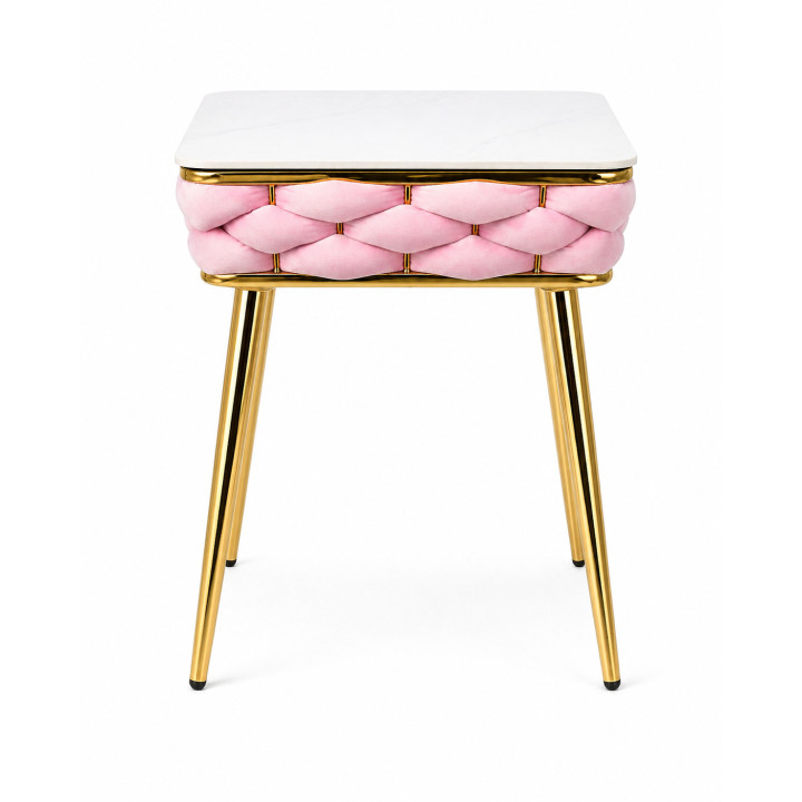 Stół Imperia Kwadrat JUST HOME GLAMOUR 108cm x50cm MARMUR, ZŁOTE NOGI RÓŻ