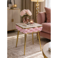 Stół Imperia Kwadrat JUST HOME GLAMOUR 108cm x50cm MARMUR, ZŁOTE NOGI RÓŻ