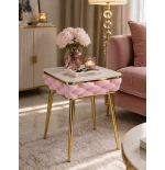 Stół Imperia Kwadrat JUST HOME GLAMOUR 108cm x50cm MARMUR, ZŁOTE NOGI RÓŻ