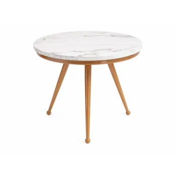 Stolik kawowy 60 cm marmurowy blat nowoczesny niski loft złote nogi Glamour