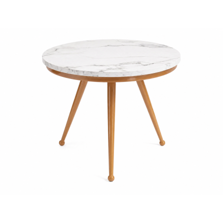 Stolik kawowy 60 cm marmurowy blat nowoczesny niski loft złote nogi Glamour