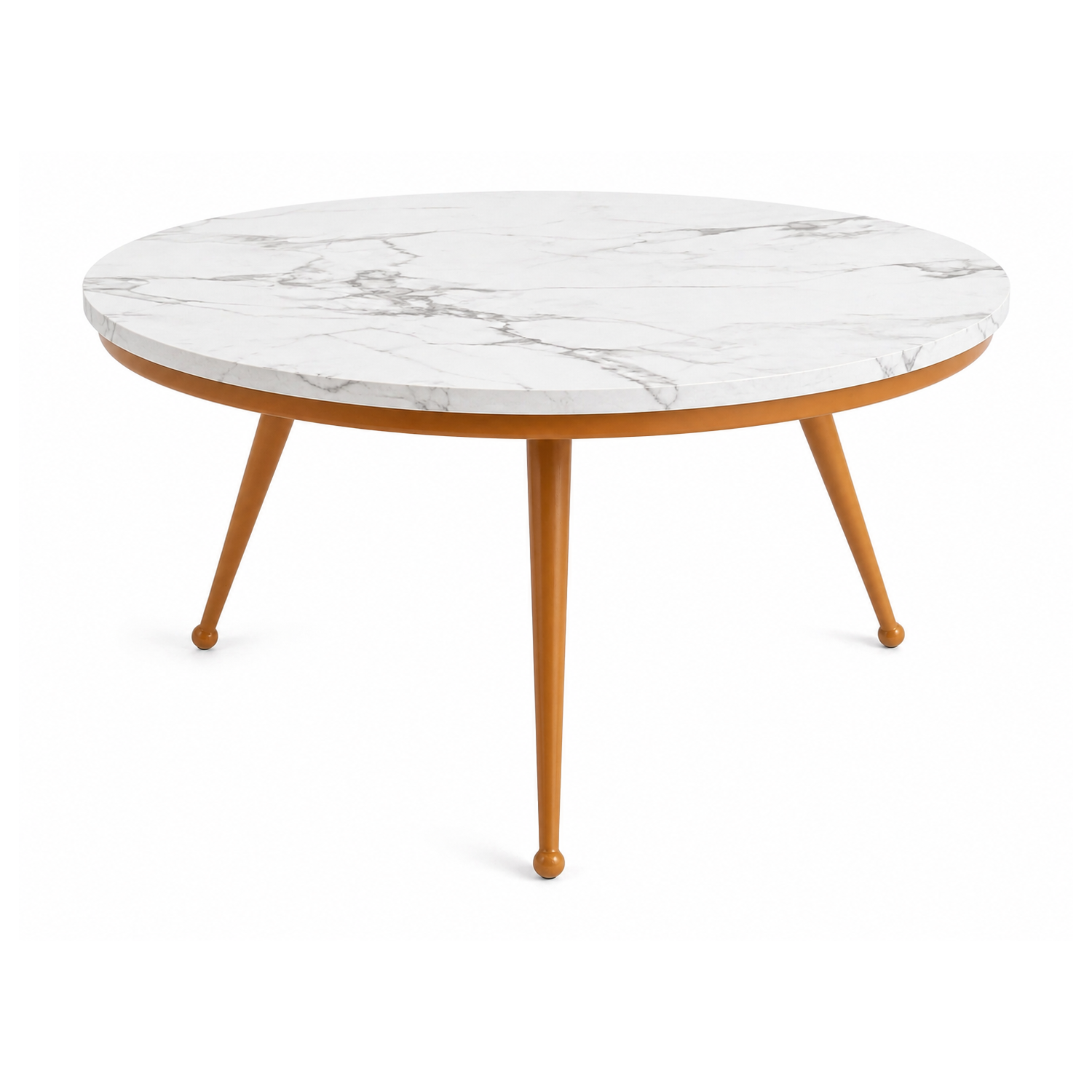 Stolik kawowy 80 cm marmurowy blat nowoczesny niski loft złote nogi Glamour