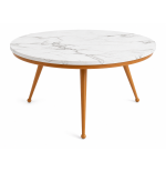Stolik kawowy 80 cm marmurowy blat nowoczesny niski loft złote nogi Glamour