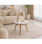 Stolik kawowy 60 cm marmurowy blat nowoczesny niski loft złote nogi Glamour