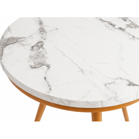 Stolik kawowy 80 cm marmurowy blat nowoczesny niski loft złote nogi Glamour