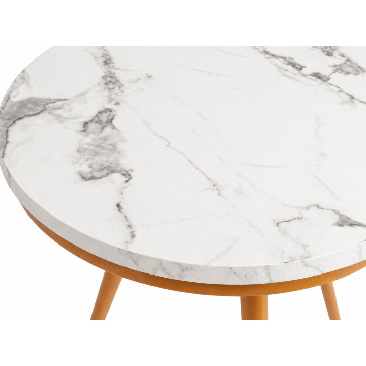 Stolik kawowy 80 cm marmurowy blat nowoczesny niski loft złote nogi Glamour