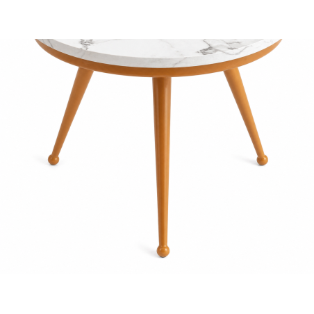 Stolik kawowy 80 cm marmurowy blat nowoczesny niski loft złote nogi Glamour
