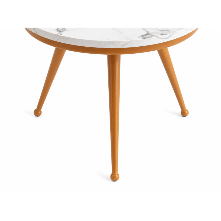 Stolik kawowy 80 cm marmurowy blat nowoczesny niski loft złote nogi Glamour