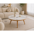 Stolik kawowy 80 cm marmurowy blat nowoczesny niski loft złote nogi Glamour