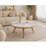 Stolik kawowy 80 cm marmurowy blat nowoczesny niski loft złote nogi Glamour