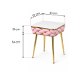 Stół Imperia Kwadrat JUST HOME GLAMOUR 108cm x50cm MARMUR, ZŁOTE NOGI RÓŻ