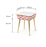 Stół Imperia Kwadrat JUST HOME GLAMOUR 108cm x50cm MARMUR, ZŁOTE NOGI RÓŻ