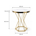 Stół okrągły MARMUREK JUST HOME skandynawski 60cm , ZŁOTE NOGI glamour