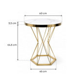 Stół okrągły MARMUREK JUST HOME skandynawski 60cm , ZŁOTE NOGI glamour