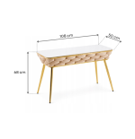 Stół prostokątny JUST HOME GLAMOUR 108cm x50cm MARMUR, ZŁOTE NOGI Beżowy