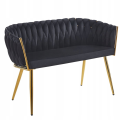 Sofa Glamour Kanapa dwuosobowa przeplatana velvet czarna welurowa IMPERIA