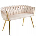 Sofa Glamour Kanapa dwuosobowa przeplatana velvet beżowa welurowa IMPERIA