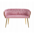 Sofa Glamour Kanapa dwuosobowa przeplatana velvet różowa welurowa IMPERIA