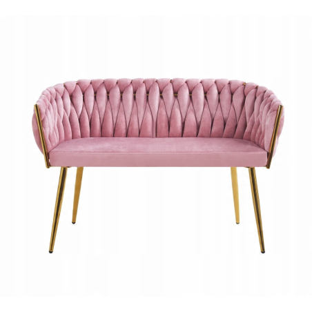Sofa Glamour Kanapa dwuosobowa przeplatana velvet różowa welurowa IMPERIA