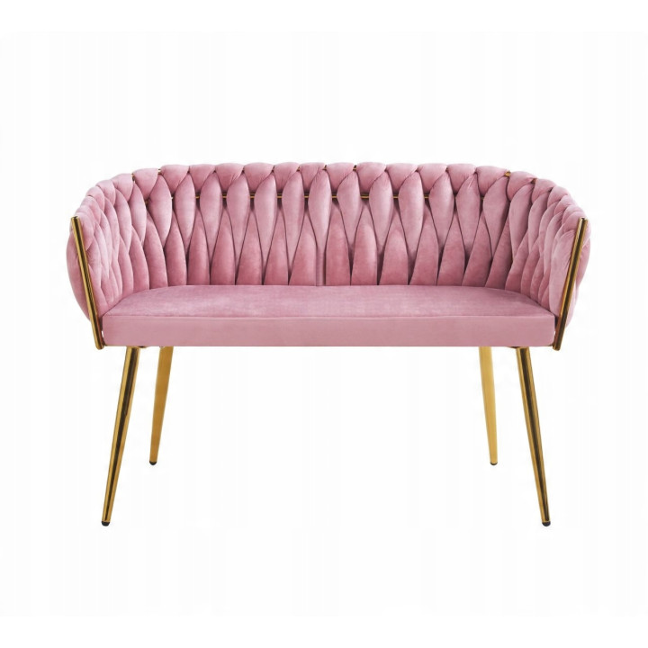 Sofa Glamour Kanapa dwuosobowa przeplatana velvet różowa welurowa IMPERIA