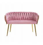 Sofa Glamour Kanapa dwuosobowa przeplatana velvet różowa welurowa IMPERIA