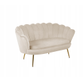 BEŻOWA WELUROWA JASNA SOFA KANAPA DWUOSOBOWA TAPICEROWANA FLOWERS