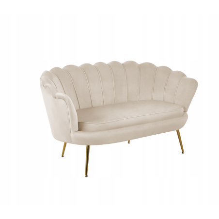 BEŻOWA WELUROWA JASNA SOFA KANAPA DWUOSOBOWA TAPICEROWANA FLOWERS