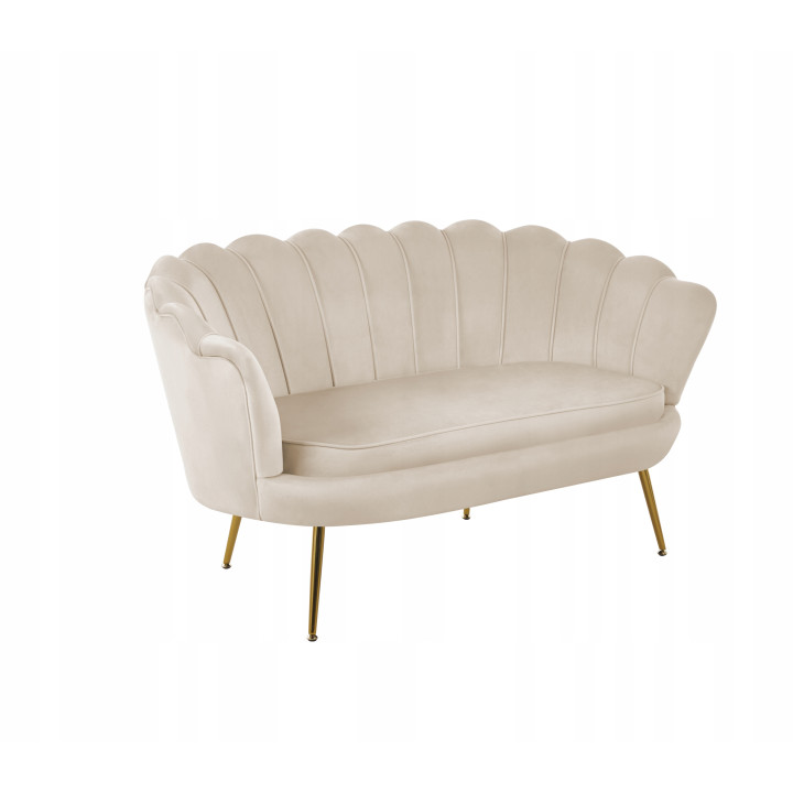 BEŻOWA WELUROWA JASNA SOFA KANAPA DWUOSOBOWA TAPICEROWANA FLOWERS
