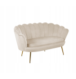 BEŻOWA WELUROWA JASNA SOFA KANAPA DWUOSOBOWA TAPICEROWANA FLOWERS